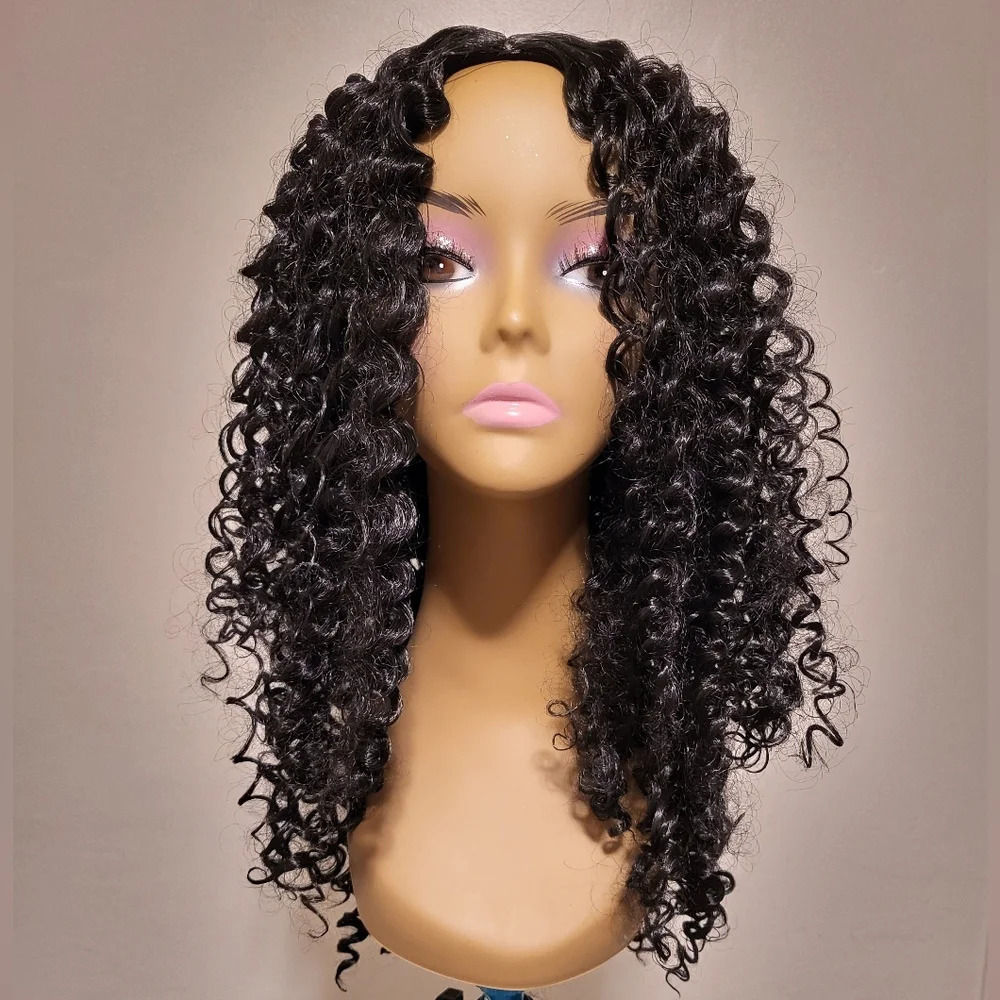 Long Curly Synthetic "Half Wig" - Black